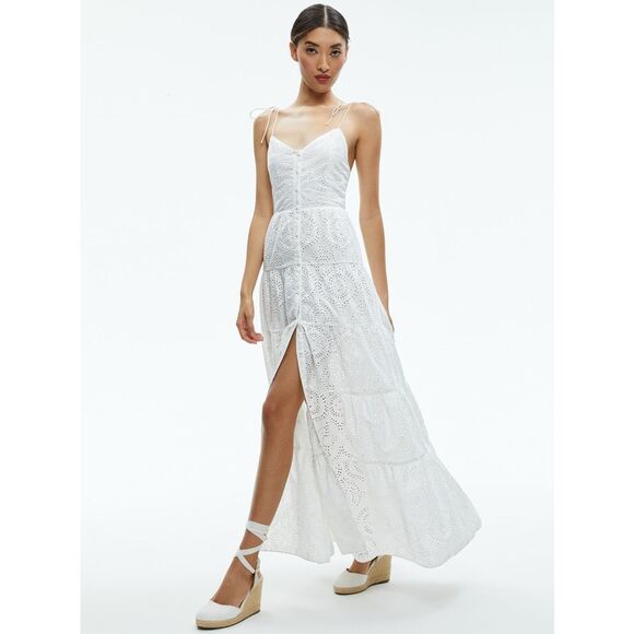 ALICE + OLIVIA SHANTELLA TIERED BUTTON FRONT MAXI DRESS SIZE US6 $595 - Picture 5 of 12